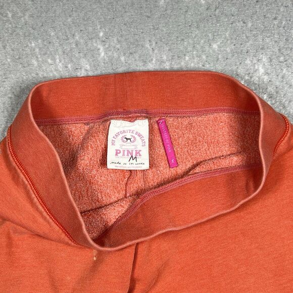 VTG Victoria Secret PINK Jogger Sweatpants Womens Medium Orange Cropped Y2K - Picture 11 of 14